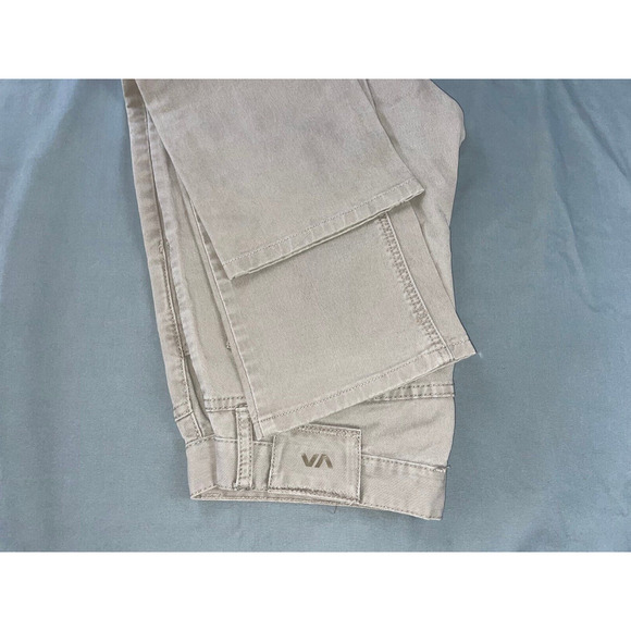 RVCA 5-Pocket Stretch Button Fly Jean Style Stay RVCA Pant. Beige, 29X28. GUC!! - Picture 4 of 9